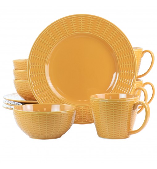 Gibson Home Cairo Sunset 12 Piece Ceramic Dinnerware Set in Orange