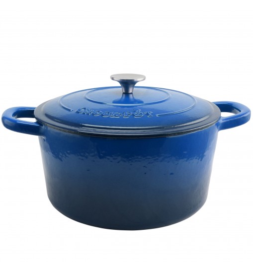 Crock Pot Artisan 7 Quart Round Cast Iron Dutch Oven in Sapphire Blue