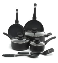 Oster Ashford 10 Piece Aluminum Nonstick Cookware Set in Black