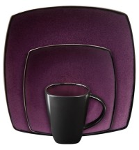 Gibson Soho Lounge Square 16-piece dinnerware set Purple