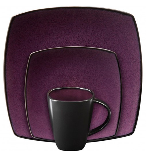 Gibson Soho Lounge Square 16-piece dinnerware set Purple