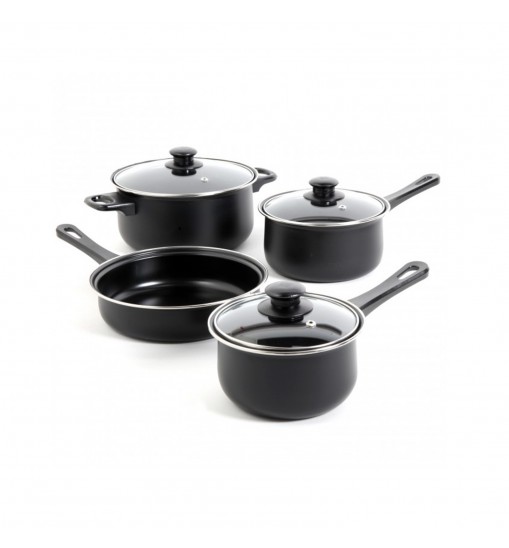 Gibson Home Chef Du Jour 7 Piece Carbon Steel Nonstick Cookware Set in Black