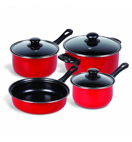 Gibson Home Chef Du Jour 7-Piece Cookware Set, True Red