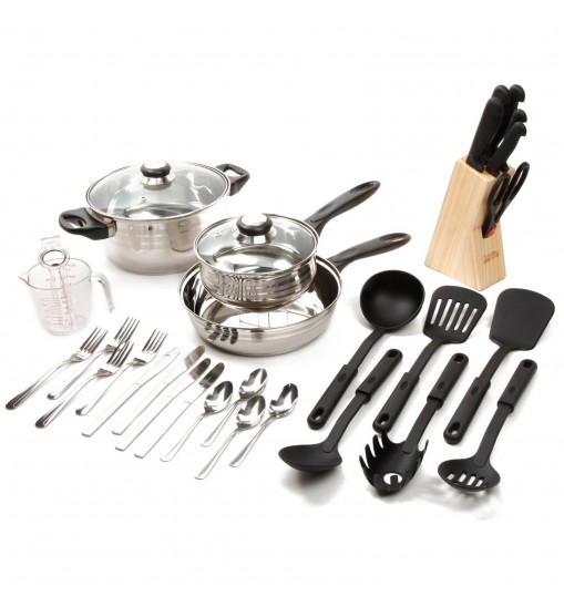 Gibson Total Kitchen Lybra 32-Piece Cookware Combo Set