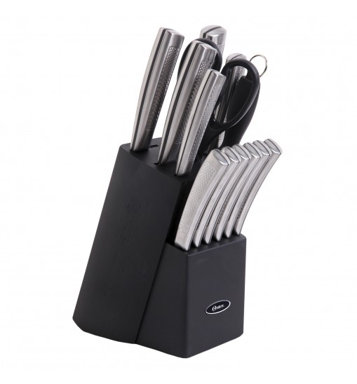 Oster Wellisford 14 Piece Stainless Steel Cutlery Set with Black Rubber Wood Block