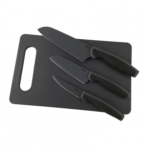 Oster Slice Craft 4 Piece Cutlery Knife Set with Cutting Board in Black