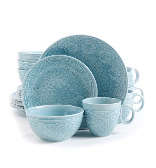 Gibson Elite Alemany 16-Piece Dinnerware Set, Aqua