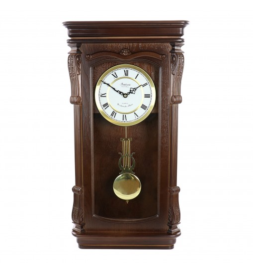 Bedford Clock Collection Chestnut Chiming Pendulum Wall Clock