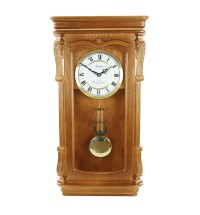 Bedford Clock Collection Golden Oak Chiming Pendulum Wall Clock