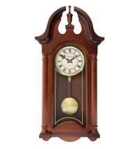 Bedford Clock Collection Delphine 27 Inch Mahogany Chiming Pendulum Wall Clock