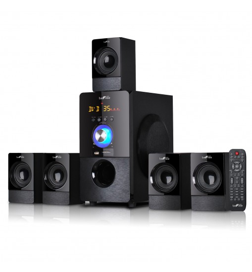 beFree Sound 5.1 Channel Surround Sound Bluetooth Speaker System in Black