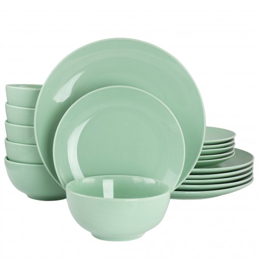 Elama Luna 18 Piece Porcelain Dinnerware Set in Mint