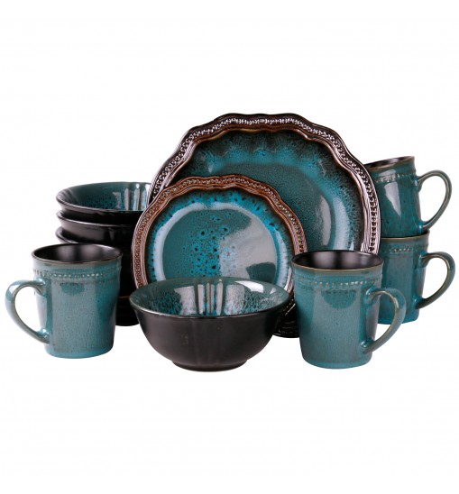 Elama’s Mystic Waves 16 Piece Dinnerware Set