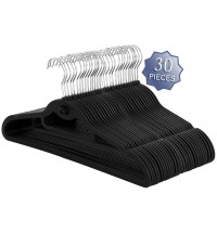 Elama Home 30 Piece Rubber Non Slip Hanger with Hanging Tab in Black