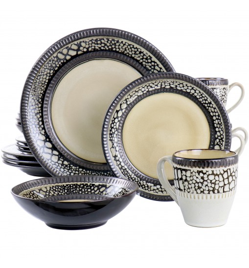 Elama Desert Sand 16 Piece Stoneware Dinnerware Set