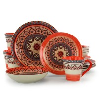 Elama Zen Rust Mozaik 16 Piece Dinnerware Set