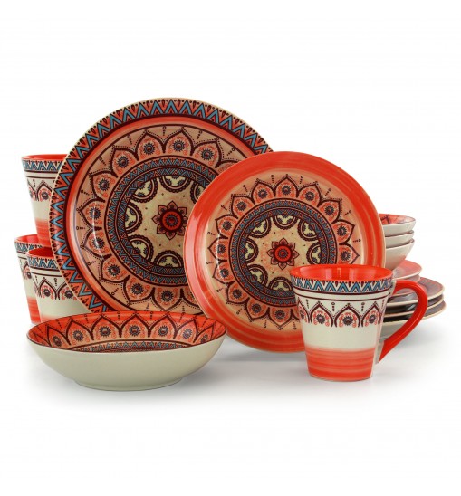 Elama Zen Rust Mozaik 16 Piece Dinnerware Set