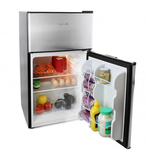 MegaChef 3.2 Cubic Feet 2 Door Refrigerator/Freezer in Stainless Steel