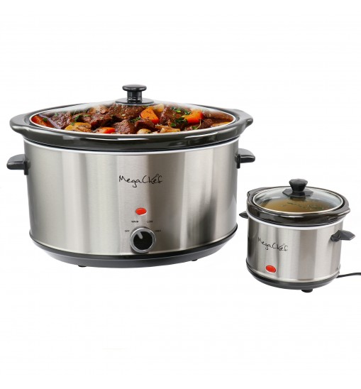 MegaChef 8 Quart Slow Cooker with Bouns Mini 0.6 Quart Warmer