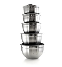 MegaChef 5 Piece Multipurpose Stackable Mixing Bowl Set with Lids