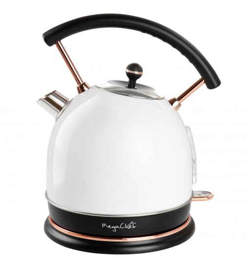 MegaChef 1.8 Liter Half Circle Electric Tea Kettle in White