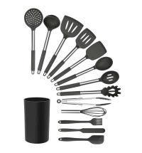 MegaChef Gray Silicone and Stainless Steel Cooking Utensils, Set of 14