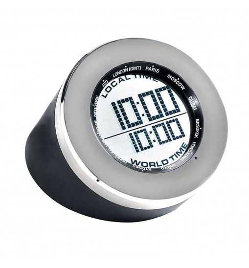 Seth Thomas World Time Multifunction Clock in Black and Silver