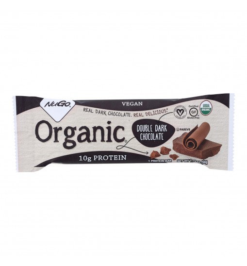 NuGo Nutrition Bar - Organic Double Dark Chocolate - 1.76 oz - Case of 12