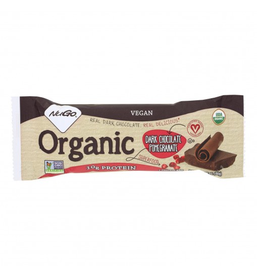 NuGO Nutrition Bar - Organic Dark Chocolate Pomegranate - 50 grm - Case of 12