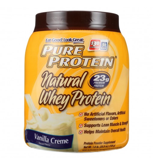 Pure Protein Whey Protein - 100 Percent Natural - French Vanilla - 1.6 lb