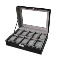 Size: 10 Watch Valet - WATCH VALET Glass Top Watch Boxes For Collection Of 6 or 10 Watches