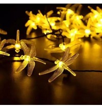 Style: Warm Yellow - Solar Powered DragonFly LED Light String