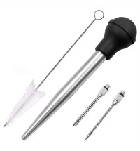 Turkey Baster Syringe Set Home Baking Tool With 2 Marinade Needles Cleaning Brush Kitchen Gadgets black