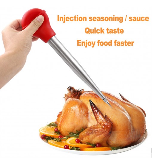 Turkey Baster Syringe Set Home Baking Tool With 2 Marinade Needles Cleaning Brush Kitchen Gadgets black