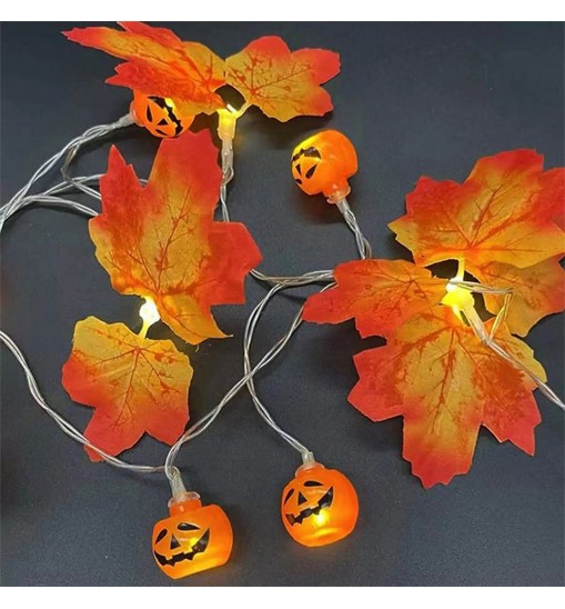 0.5W Artificial Maple Leaves LED String Light Battery Powered For Thanksgiving Halloween Christmas Holiday Decorations Orange Red Maple Leaf 3 meter 20leds