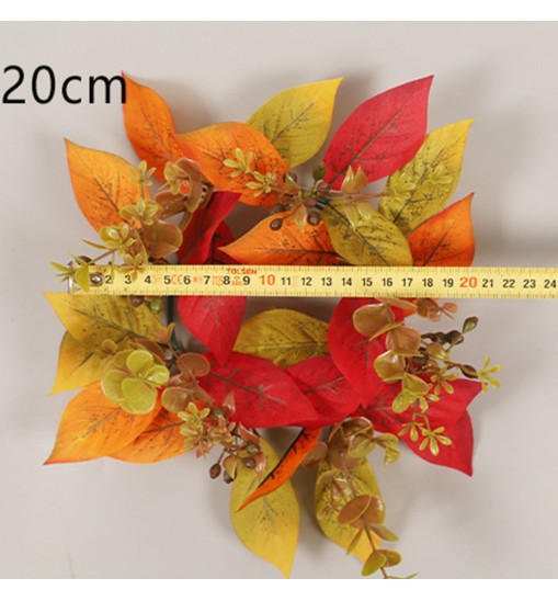 20cm Fall Candle Rings Wreaths Lightweight Silk Fabric Harvest Candle Garland Table Ornaments For Thanksgiving Halloween Decoration as shown in the picture