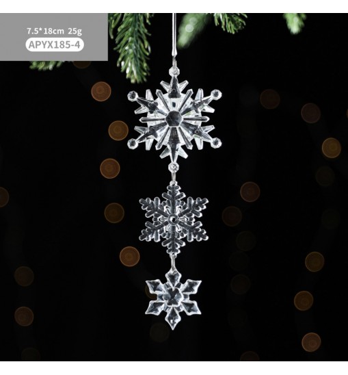 Christmas Transparent Ornament Snowflakes Simulation Fake Icicle Xmas Tree Pendant for New Year Decoration Snowflakes D