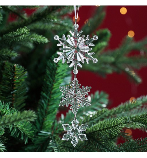 Christmas Transparent Ornament Snowflakes Simulation Fake Icicle Xmas Tree Pendant for New Year Decoration Snowflakes D