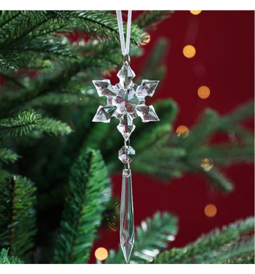 Christmas Transparent Ornament Snowflakes Simulation Fake Icicle Xmas Tree Pendant for New Year Decoration Snowflakes D