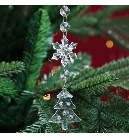 Christmas Transparent Ornament Snowflakes Simulation Fake Icicle Xmas Tree Pendant for New Year Decoration Snowflakes D