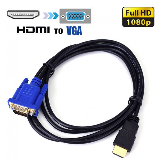 1.8M HDMI to VGA Cable HD 1080P HDMI Male to VGA Male Video Converter Adapter for PC Laptop