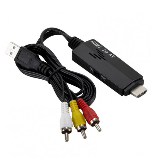 HDMI to RCA Cable 1080P HD Video to Audio Converter HDMI Male to RCA AV Component Converter for HDTV DVD TV  black