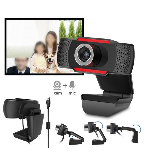 USB Web Camera HD Computer Camera Webcams Built-In Sound-absorbing Microphone Black 720P