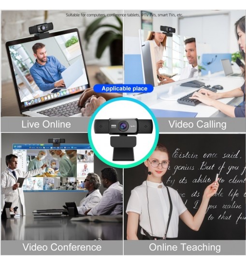 1080P HD Webcam with Mic Rotatable PC Desktop Web Camera Cam Mini Computer WebCamera Cam Video Recording Work 1080P camera + triangle bracket