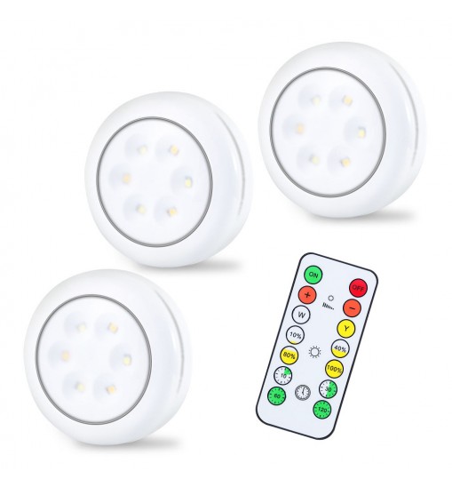 Lunsy 6PCS Wireless Color Changing LED Puck Lights with 2PCS Remote Controls, LED Under Cabinet Lighting, Closet Light Set, Round Cabinet Lights