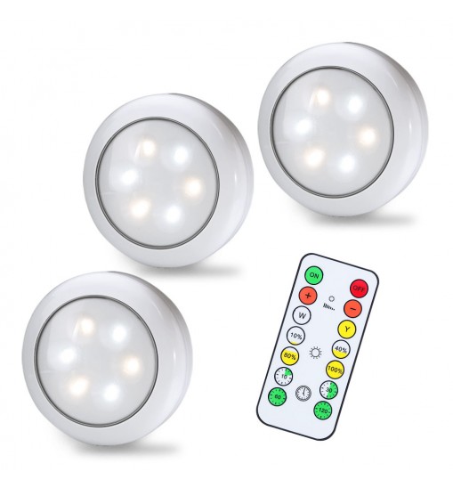 Lunsy 6PCS Wireless Color Changing LED Puck Lights with 2PCS Remote Controls, LED Under Cabinet Lighting, Closet Light Set, Round Cabinet Lights