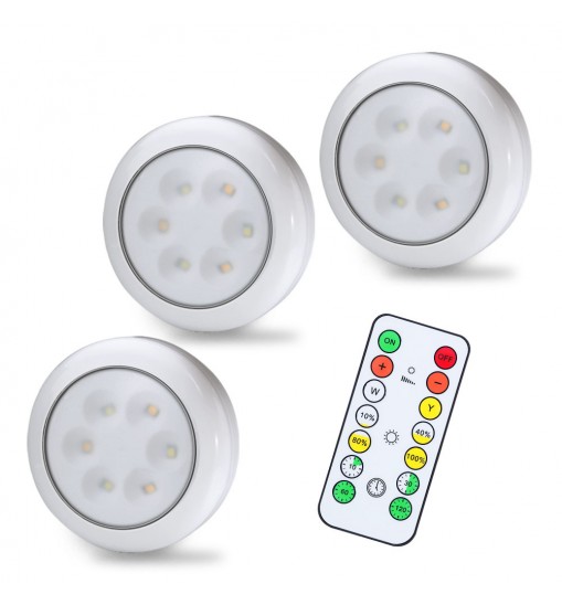 Lunsy 6PCS Wireless Color Changing LED Puck Lights with 2PCS Remote Controls, LED Under Cabinet Lighting, Closet Light Set, Round Cabinet Lights