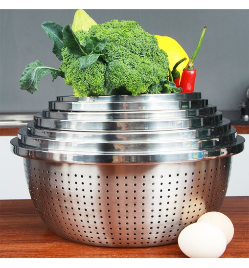 Thicken Colander Strainer Basin Cooker Utensil Mixing Bowl Kitchen Tool Rice Sieve Fruit Washing 304 stainless steel rice sieve