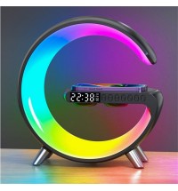 Smart Wake Up Light Alarm Clocks with App Sunrise Alarm Clock 15w Fast Wireless Charger for Heavy Sleepers Black