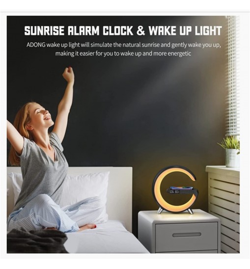 Smart Wake Up Light Alarm Clocks with App Sunrise Alarm Clock 15w Fast Wireless Charger for Heavy Sleepers Black